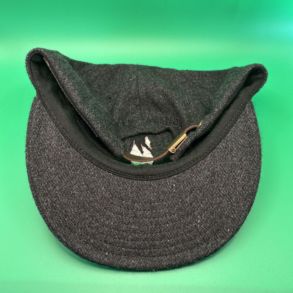 Poler x Agenda Campfire Wool Blend Strapback Hat Cap Black Leather One Size - Picture 3 of 9